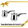 Stainless Steel milk warmer pot with a long black plastic handle